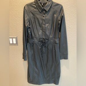 White House Black Market, Black Faux Leather look Shirt Dress.